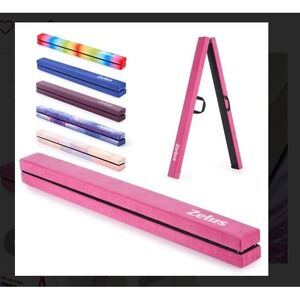ZELUS 8ft Folding Gymnastics Balance Beam Pink Floor Anti-Slip Portable BRANDNEW